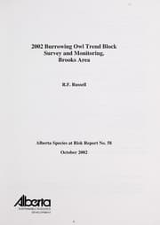 2002 burrowing owl trend block survey and monitoring, Brooks area