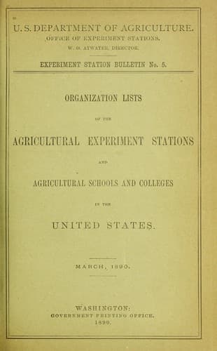 Organization lists of the agricultural experiment stations and agricultural schools and colleges in the United States